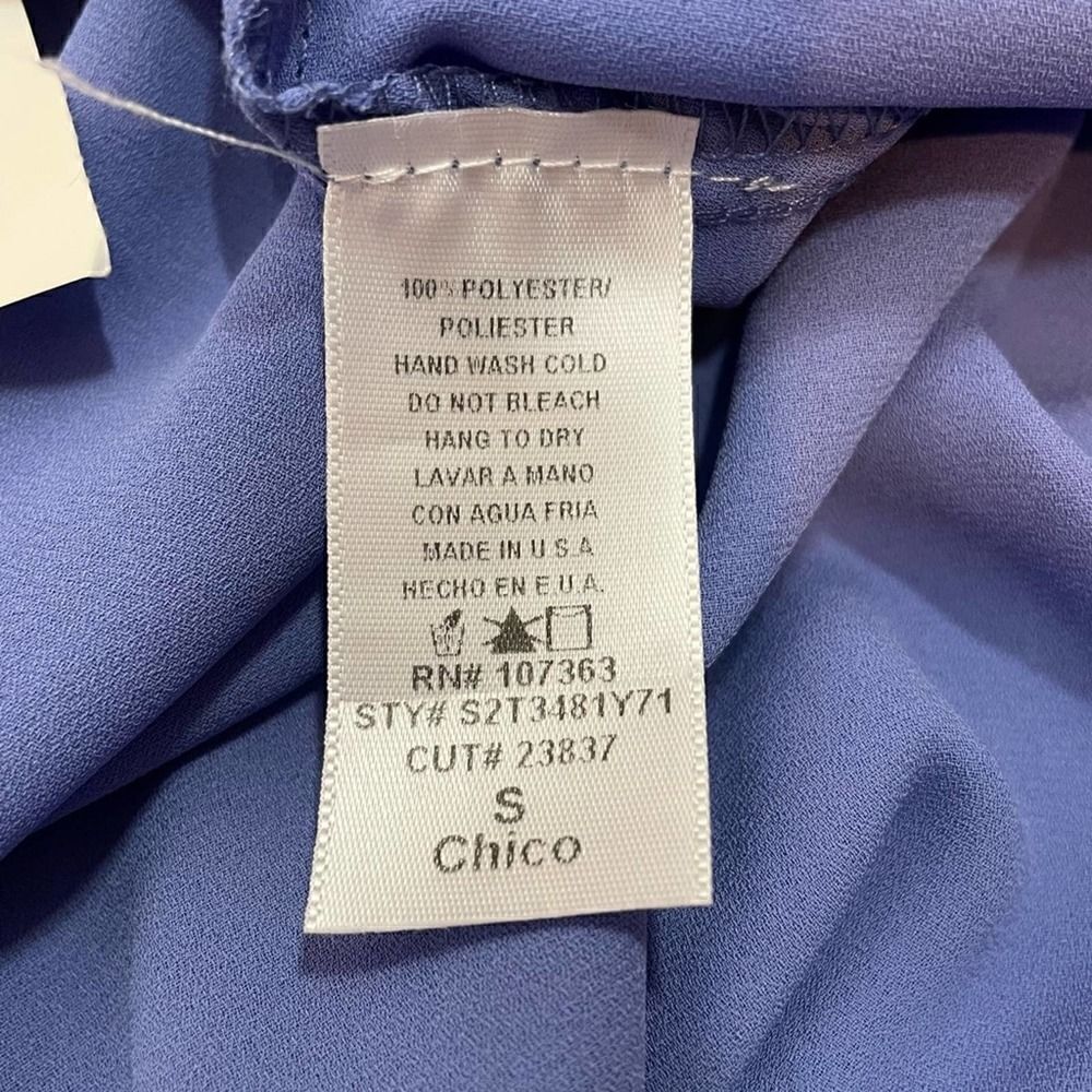Solemio Los Angeles Georgette Blue Sleeveless Blouse Small - Picture 9 of 10